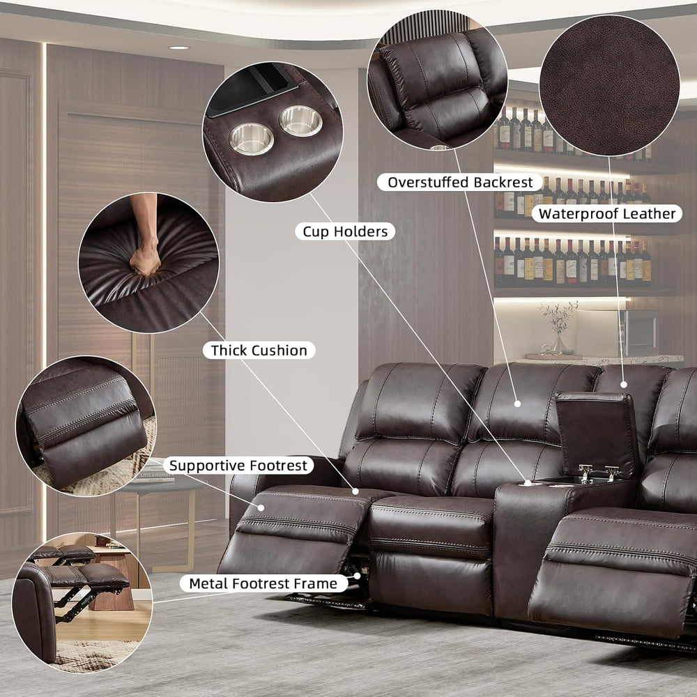 EBELLO Faux Leather Power Recliner Sofa Set, 2 Piece Electric Reclining Couch...