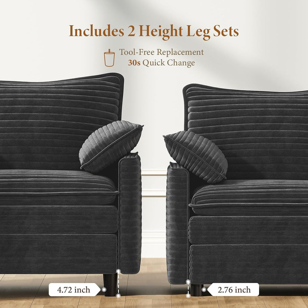 Vesgantti 40" Single Seat Sofa, Deep Seat Armchair Cloud Couch, Gray