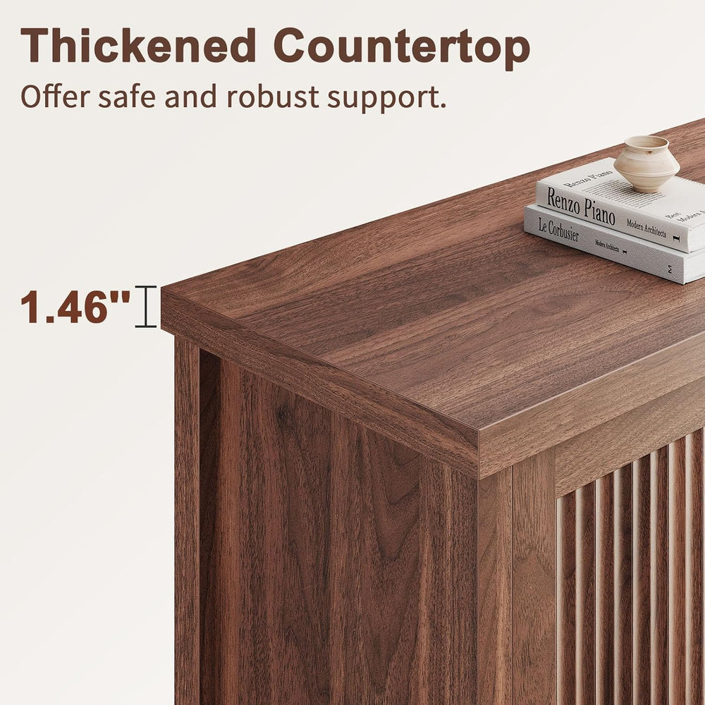 Memobarco Fluted Sideboard Buffet Cabinet with Storage 29.84",Walnut