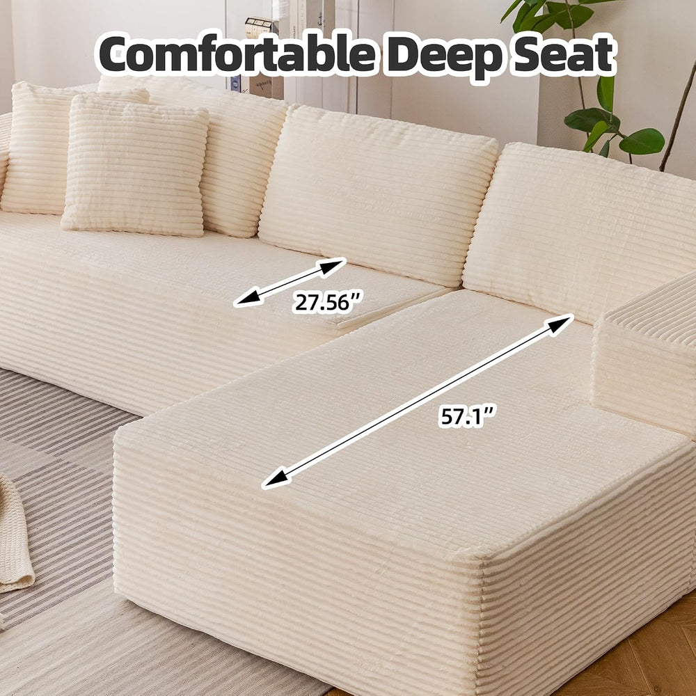 HOMREST 106" Cloud Sectional Boneless Couch, L-Shape Modular Sectional Sofa
