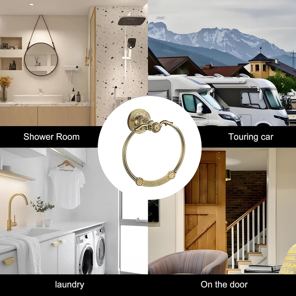 Vintage Style GoldTowel Ring Retro Towel Holder Wall Mounted Bathroom Hardware