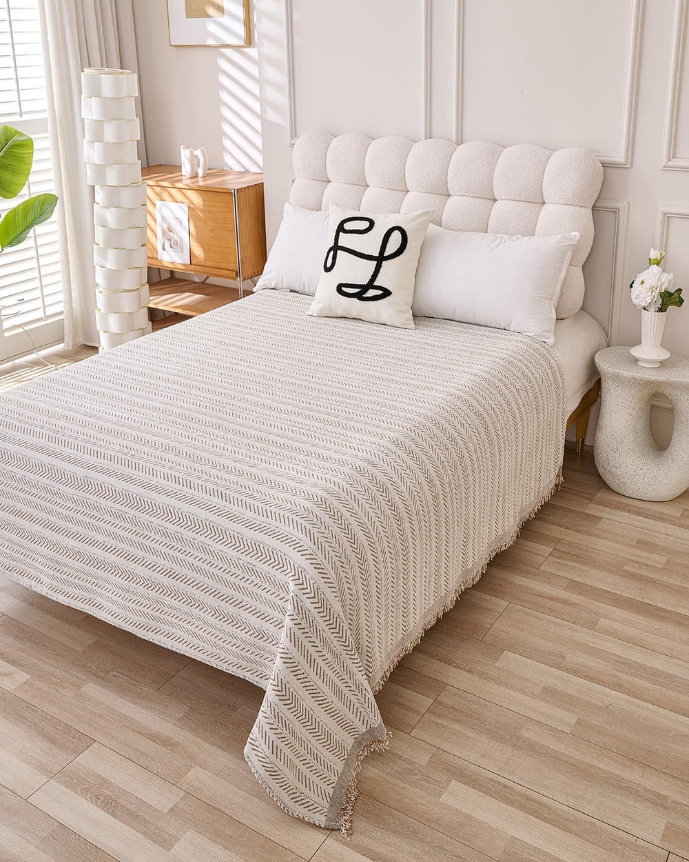 Erke Boho Chair Recliner Throw Cover Chenille Sheet Blanket 71”x71”