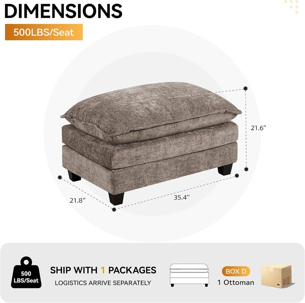 35‘’ Modern Chenille Cloud Sofa Ottoman,Rectangle Ottoman for Modular Section...
