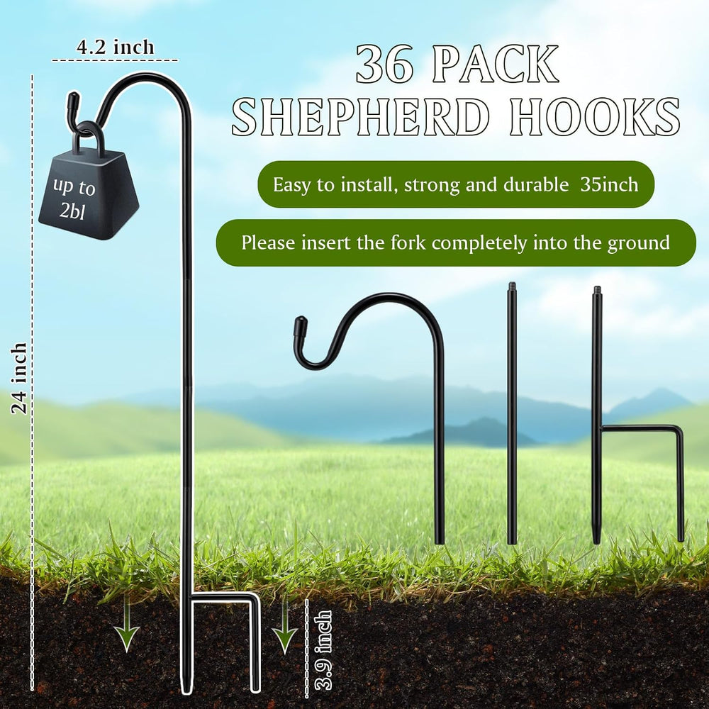 36 Pcs 24 Inch Shepherd Hook for Outdoor Adjustable Bird Feeder Pole