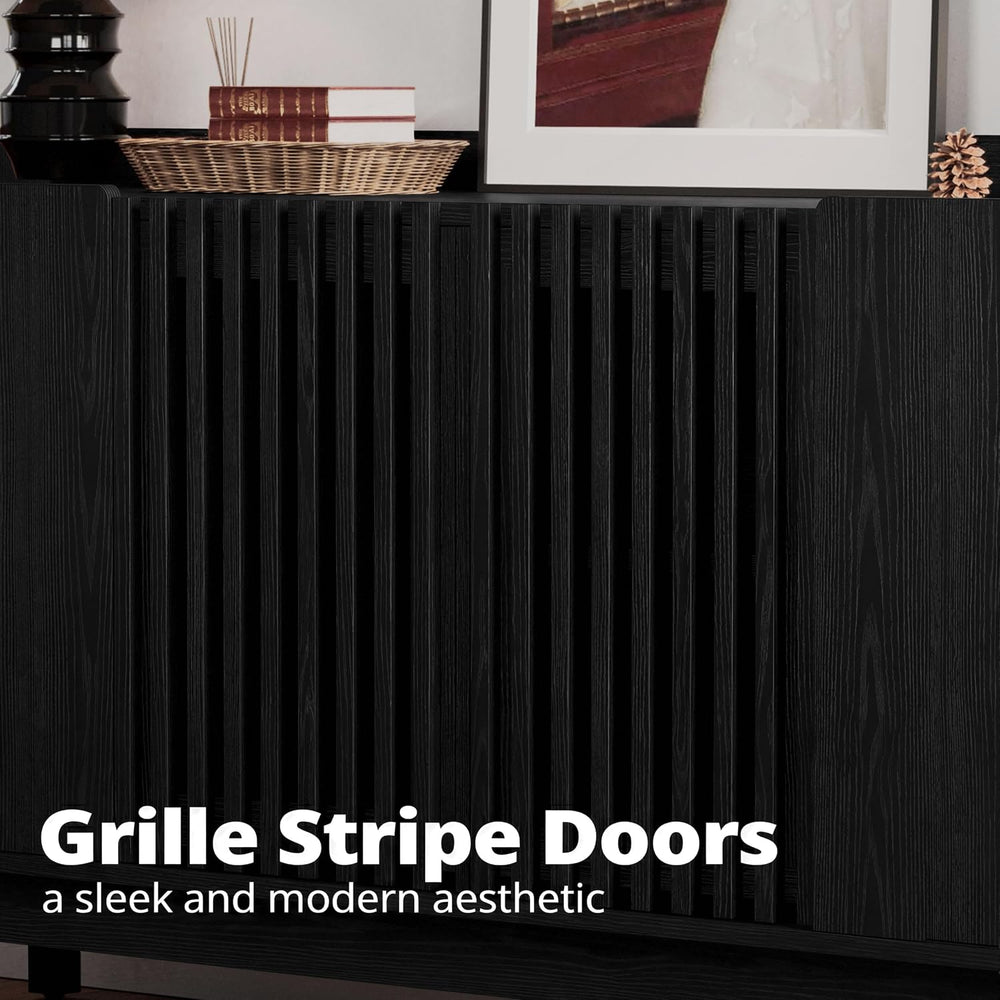 IRONCK Storage Cabinet with Grille Doors, Black