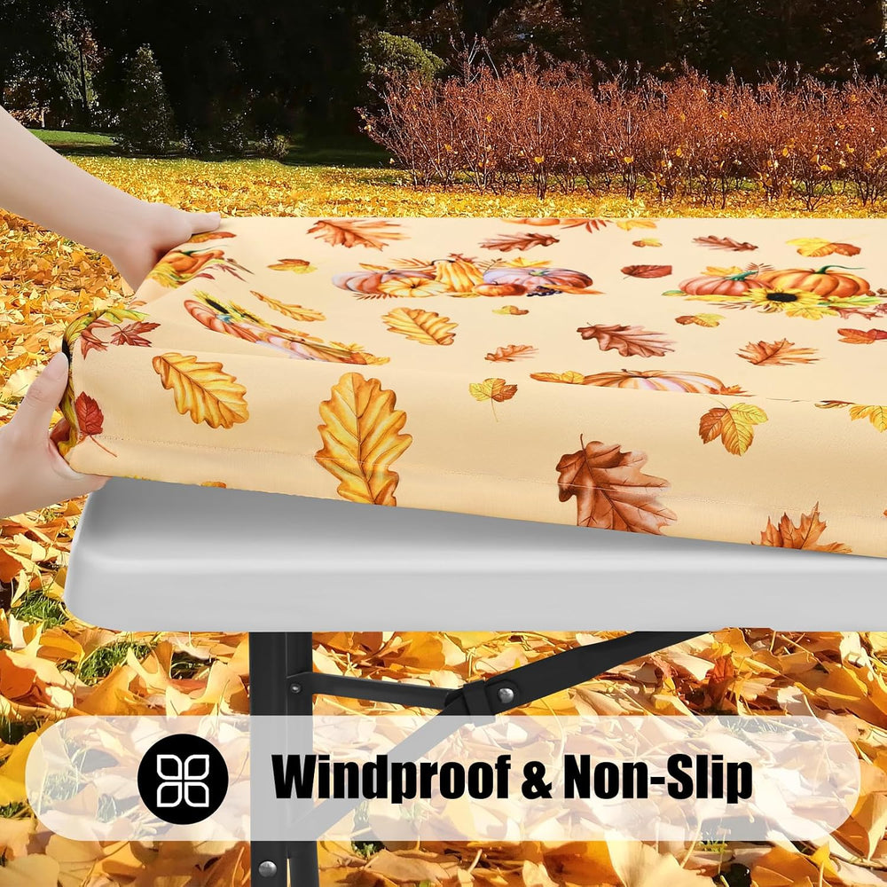 Smiry 2 Pack Elastic Fitted Polyester Tablecloths for 6 Foot Tables