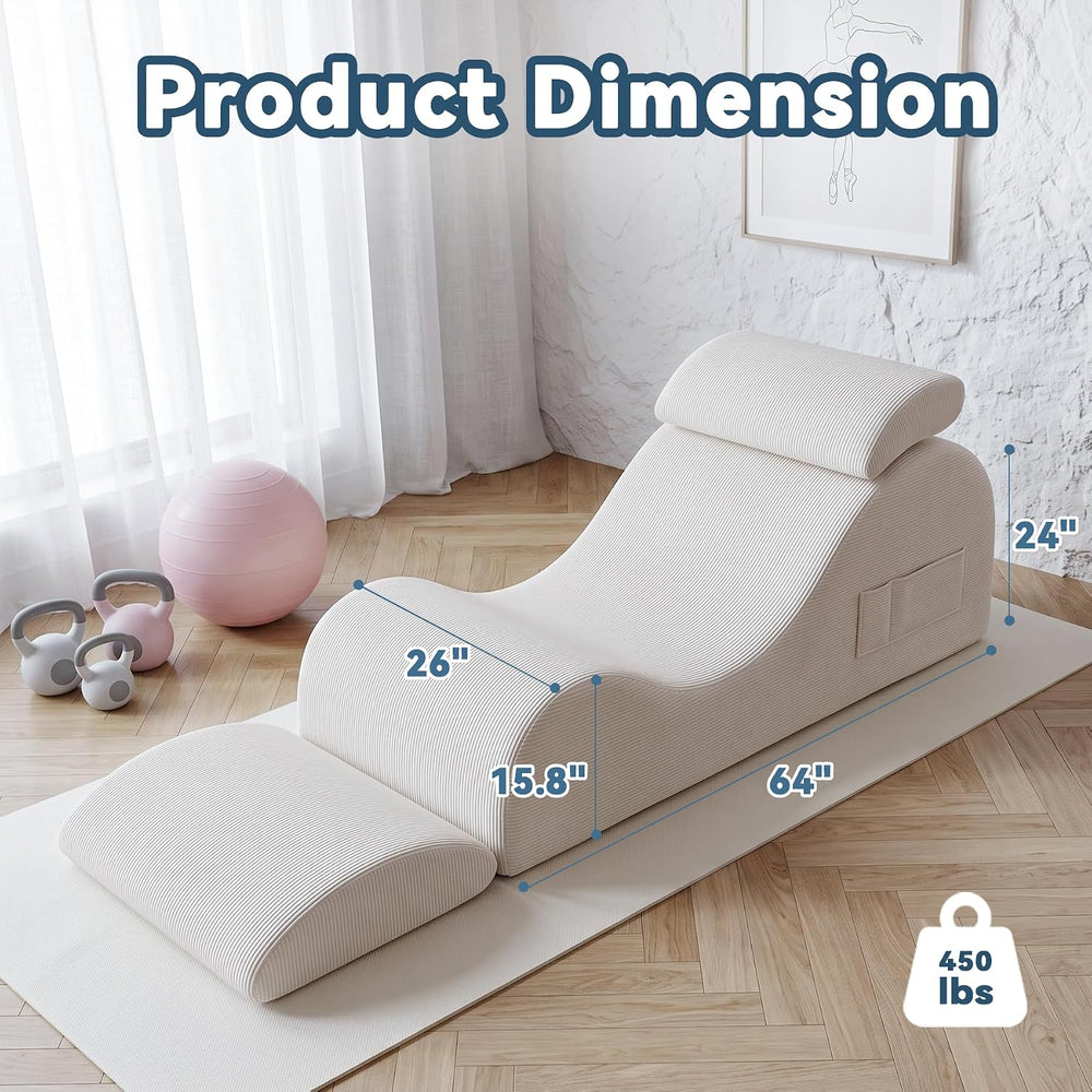 Convertible Yoga Chair Lounge for Adults, Ergonomic Foam Chaise Lounge Chair ...