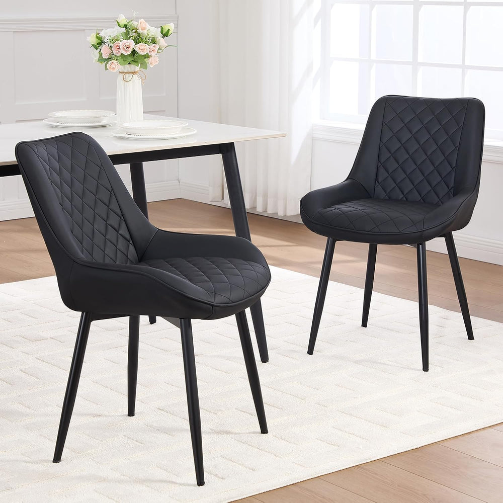 Dining Chair Set of 2, Modern Dining Chairs with Thick Cushions, Faux Leather...