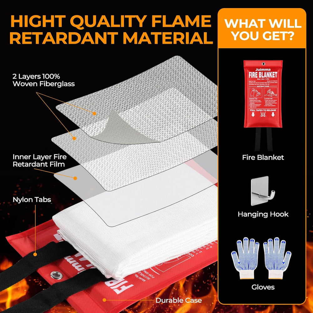 Juimma Fire Blanket Emergency for Home and Kitchen, 40" x 40", 4 Packs