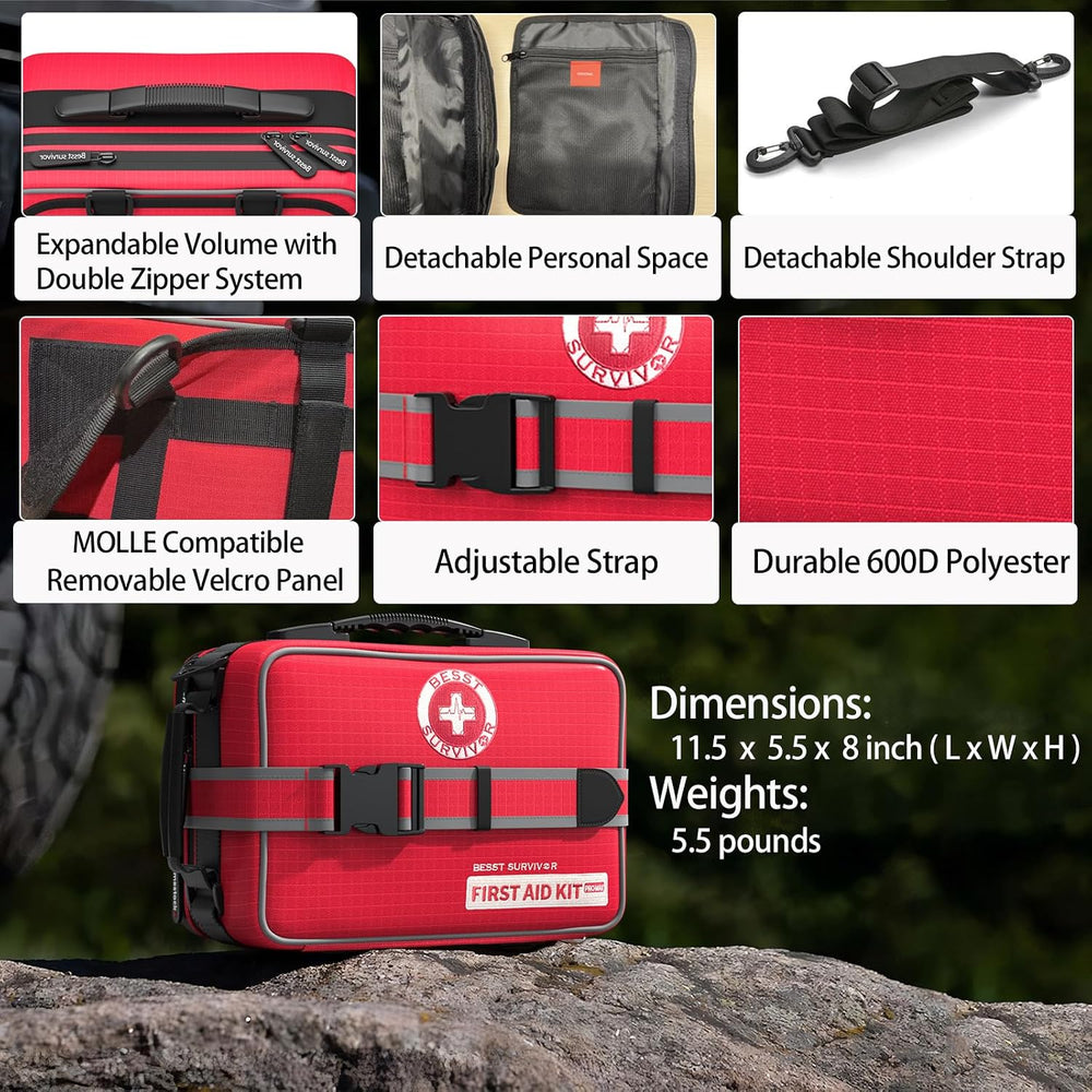 Besst Survivor 401 Pieces First Aid Kit with 2 Chest Seals & Israeli Band...
