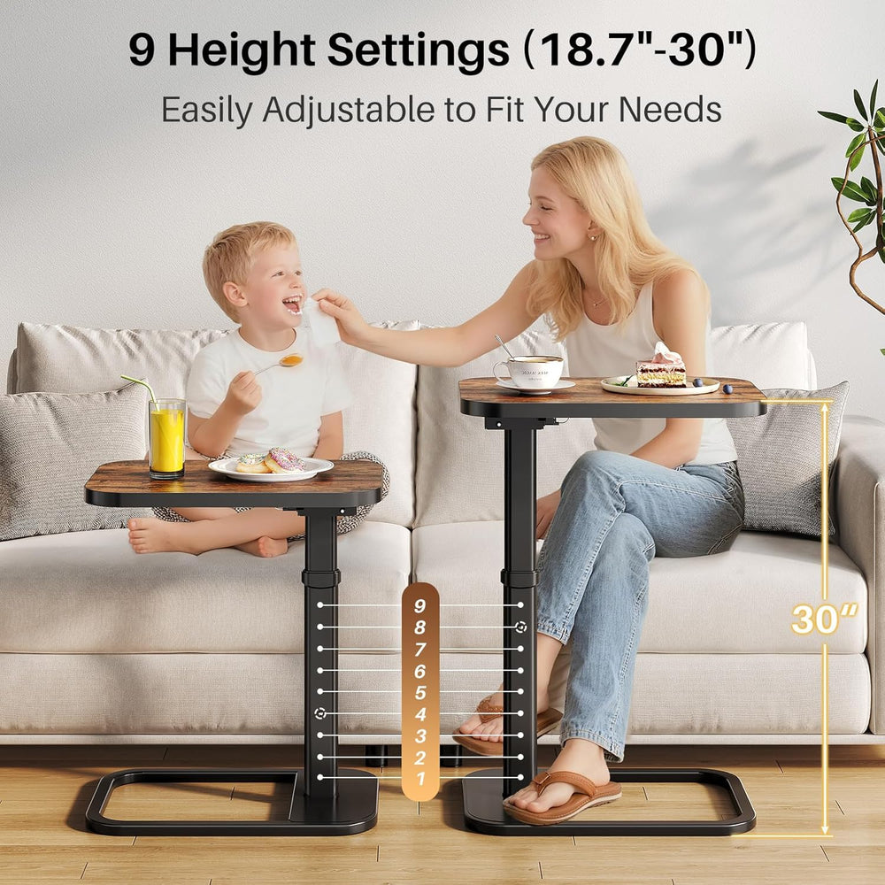 Adjustable Height TV Tray Table for Couch, Flip-Top Design
