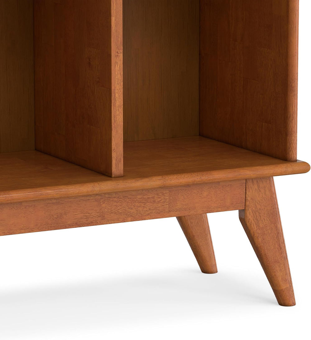 SIMPLIHOME Draper 57" Wide Solid Wood 8-Cube Console Table in Teak Brown