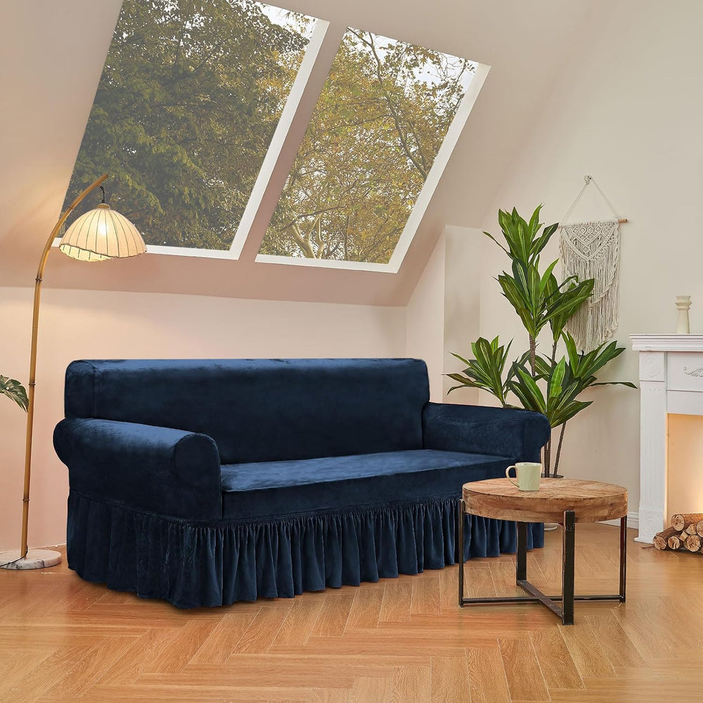 Navy Blue Armchair Covers Arm Chair Cover Armchair Slipcovers with Skirt