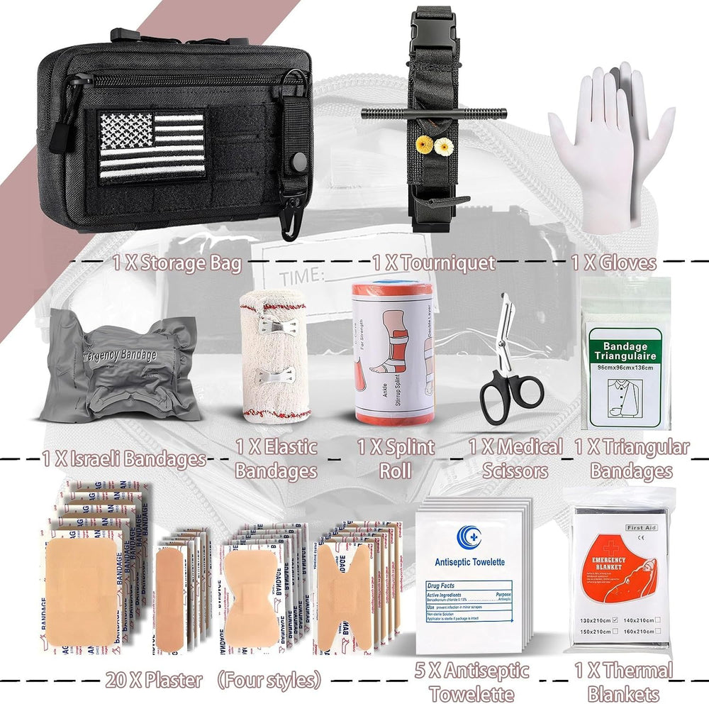 IFAK Trauma Kit with Tourniquet, 4-Inch Israeli Bandage, Elastic Bandages, Se...