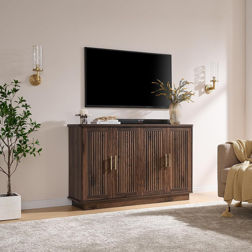 Okvnbjk Modern Sideboard Buffet Cabinet with Storage, Walnut
