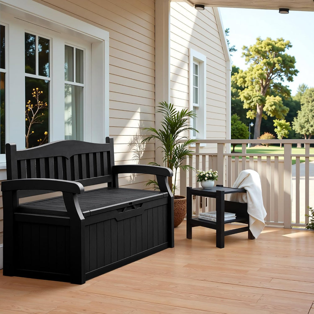 Flamaker 80 Gallon Storage Bench, Deck Box with Seat Waterproof All-Weather