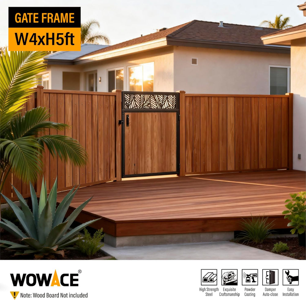 4x5FT Fence Gate Frame Kit 201 Stainless Steel Heavy Duty Garden Gates Anti-S...