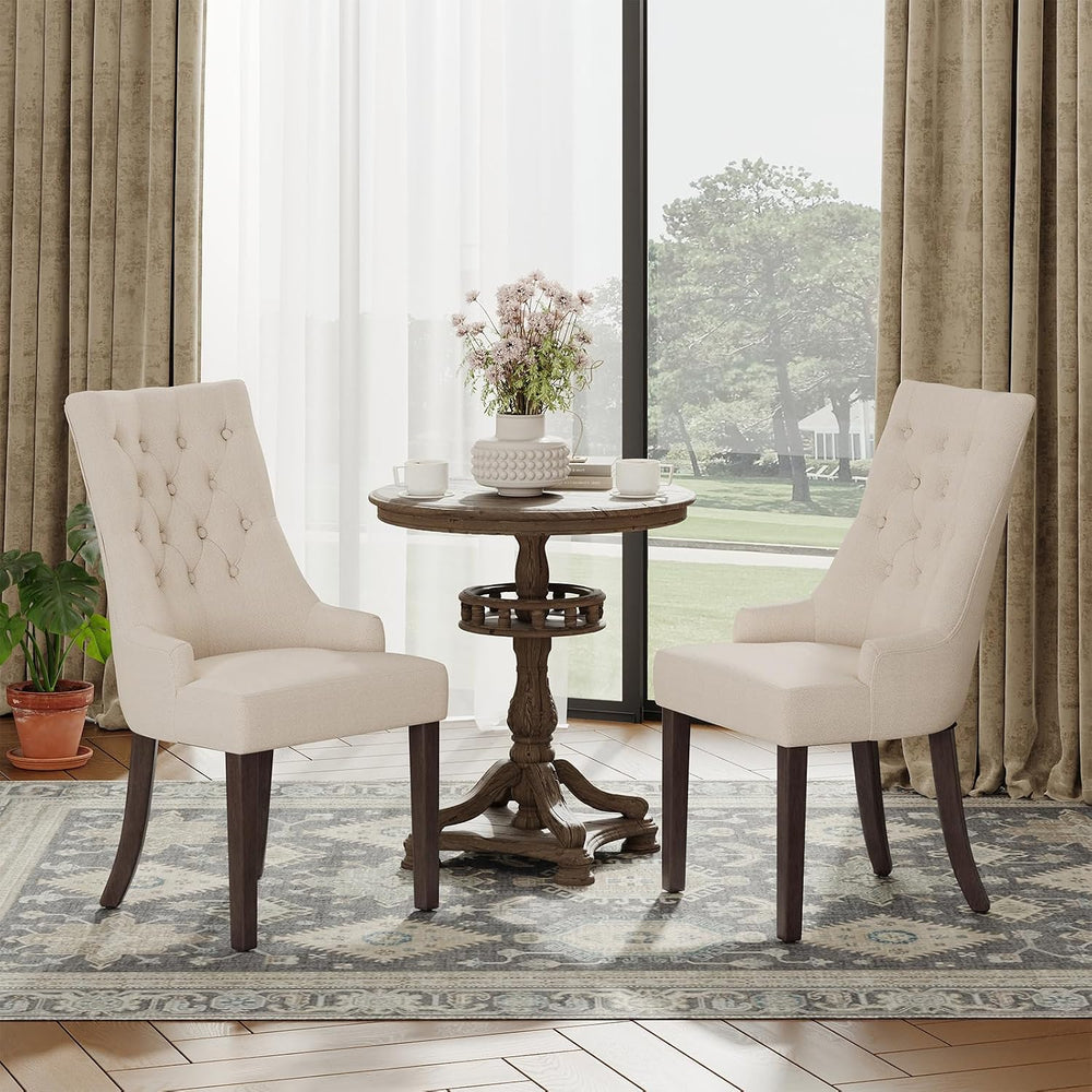 COLAMY Wingback Dining Chairs Set of 2, Beige