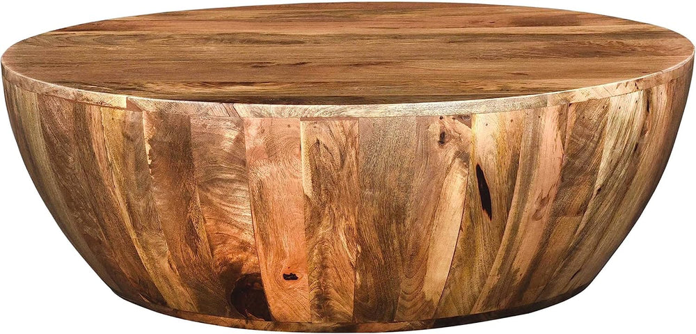 TUP THE URBAN PORT Arthur Mango Wood Round Coffee Table, Dark Brown