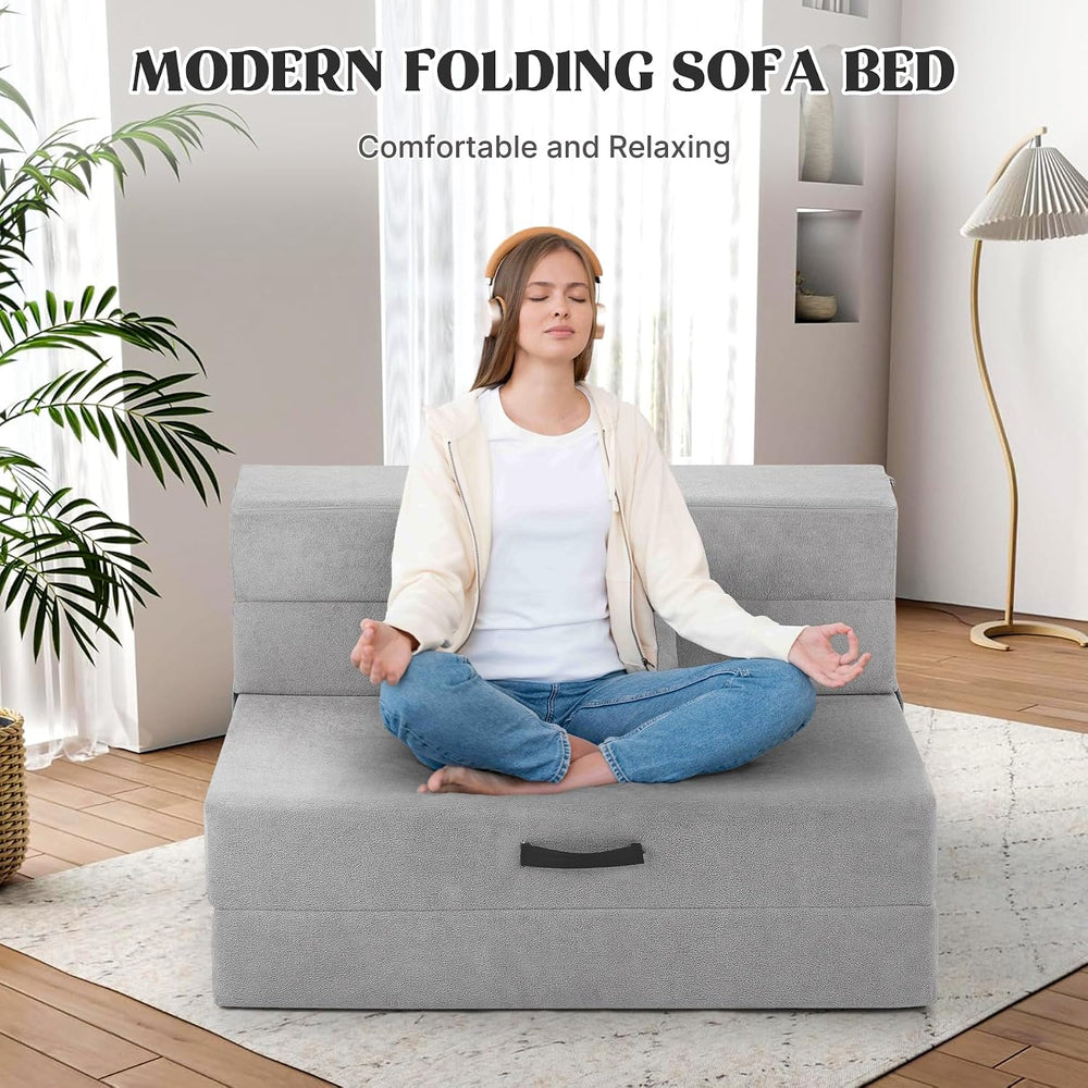 Convertible Sofa Bed 4 in 1 Folding Sleeper Chair, High Density Sponge Floor ...