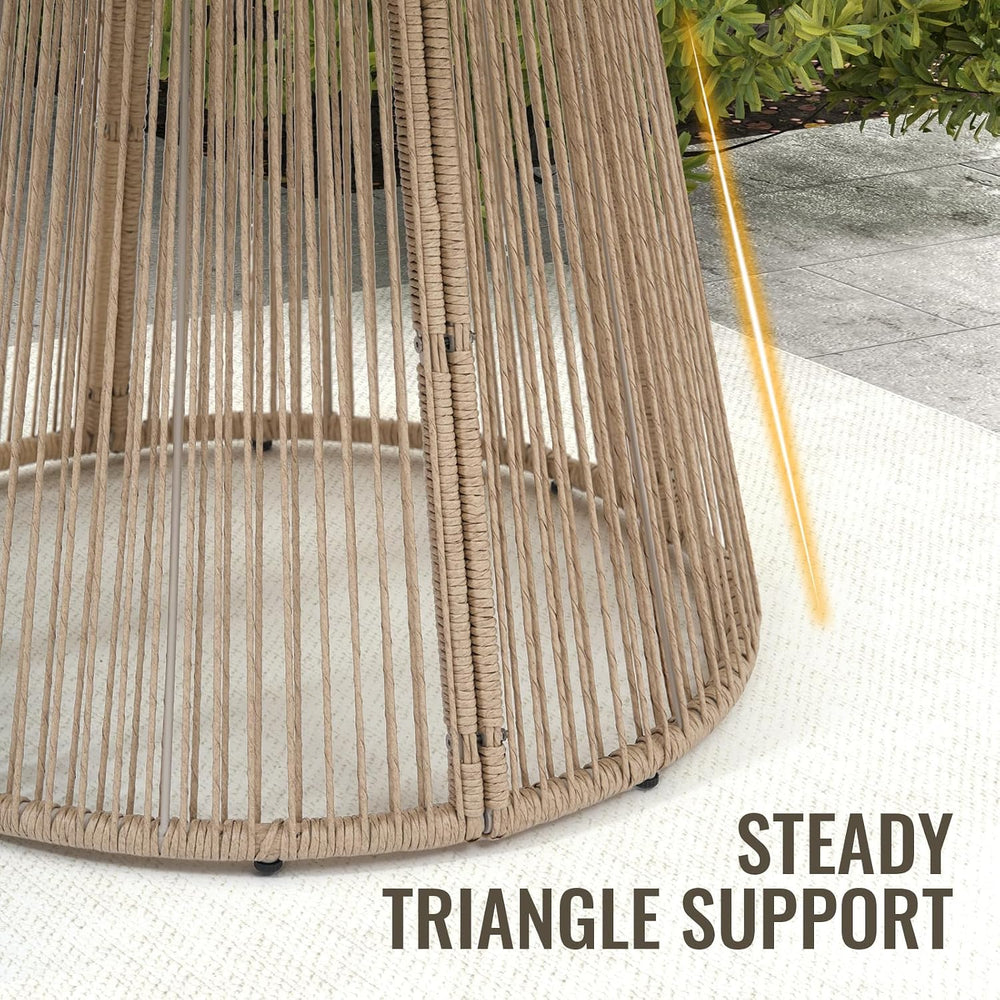 SUNSITT 43" Round Patio Dining Table for 4, Modern Wicker Outdoor Table