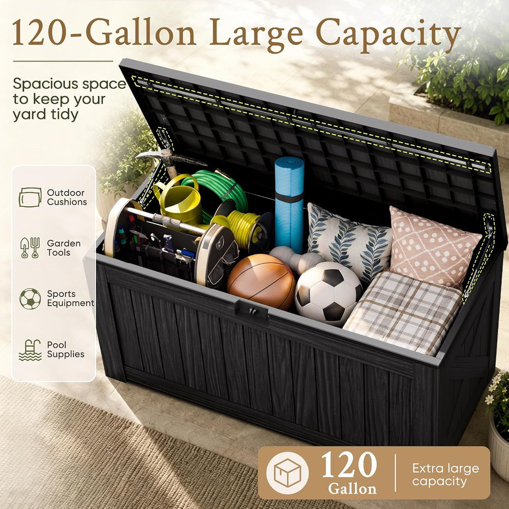 Devoko 120 Gallon Deck Box Resin Outdoor Storage Box Waterproof