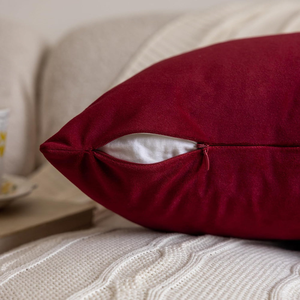FEVERQIYI 24x24 Velvet Pillow Covers Set of 2 Christmas Red Decorative Square...