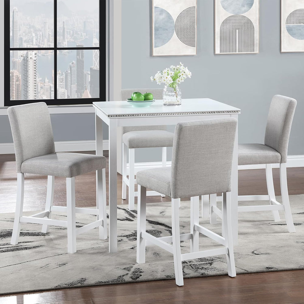 LUMISOL 5-Piece Dining Table Set for 4, Farmhouse Counter Height Kitchen Tabl...