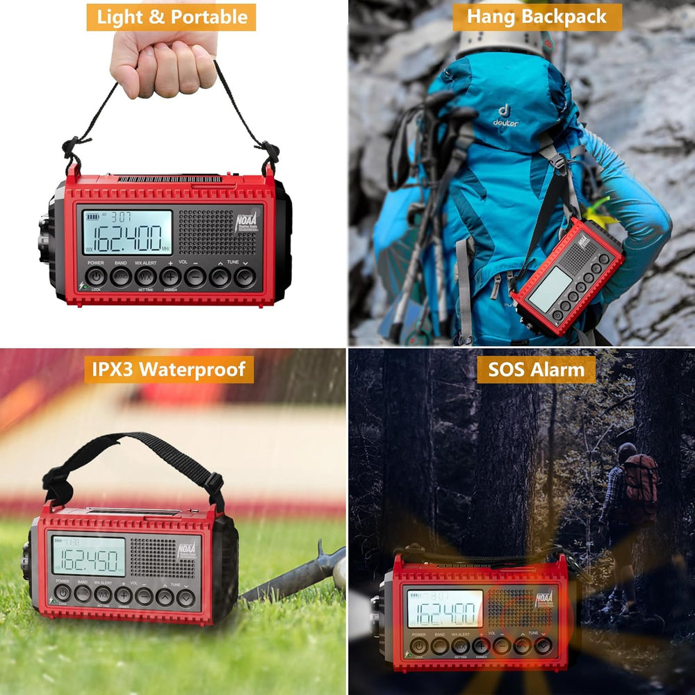 Raynic Emergency Radio, 5000mAh/18500mWh Weather Radio, Solar Hand Crank Emer...