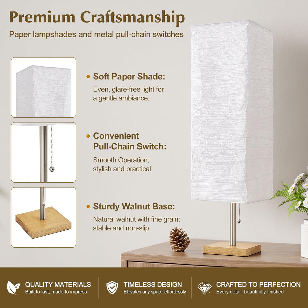 Bedside Table Lamp for Bedroom, 25.75" Tall Lamp for Living Room, 3CCT