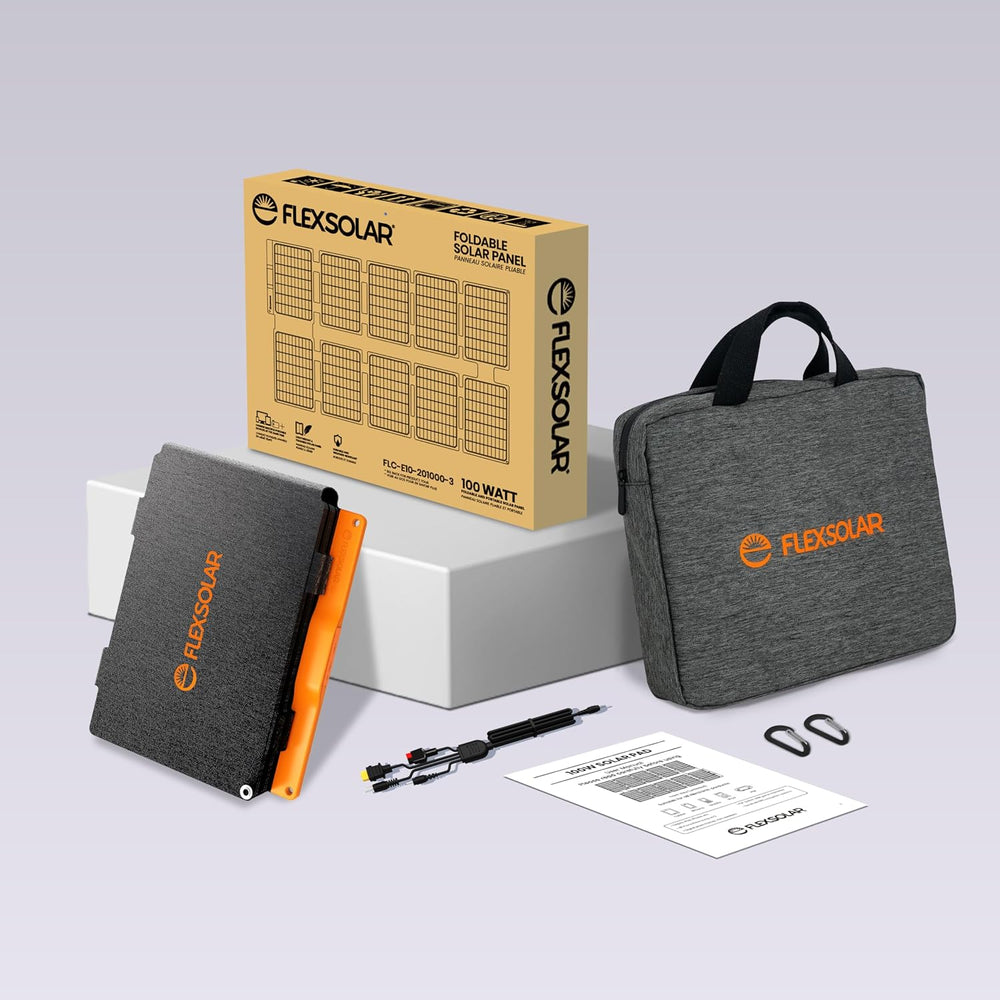 FlexSolar 100W Portable Solar Panel - 24% High Efficiency, IP67 Waterproof, Q...