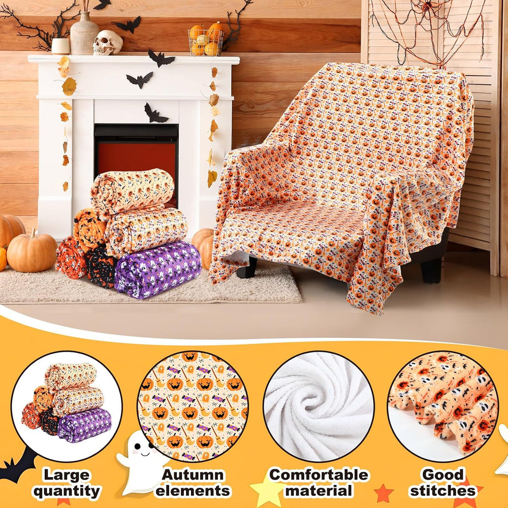 Fanfanwin 6 Pack Halloween Throw Blanket Flannel Blanket 40 x 50 Inch