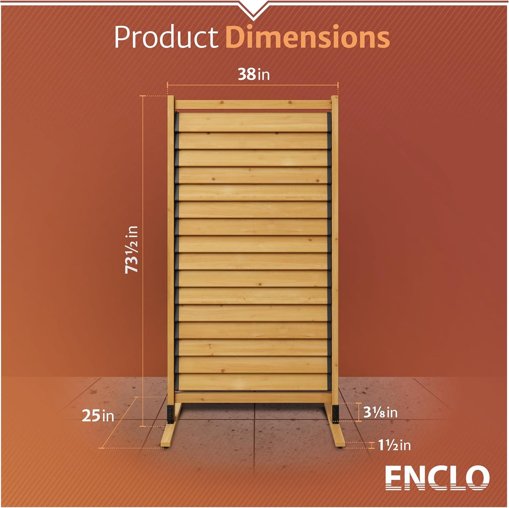 Enclo Convertible Freestanding/Surface Mounted Privacy Screen, Cedar Wood