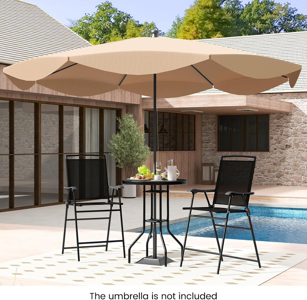 COSTWAY 3 PCS Patio Table and Chairs Set, Bistro Furniture with DPC Tabletop,...