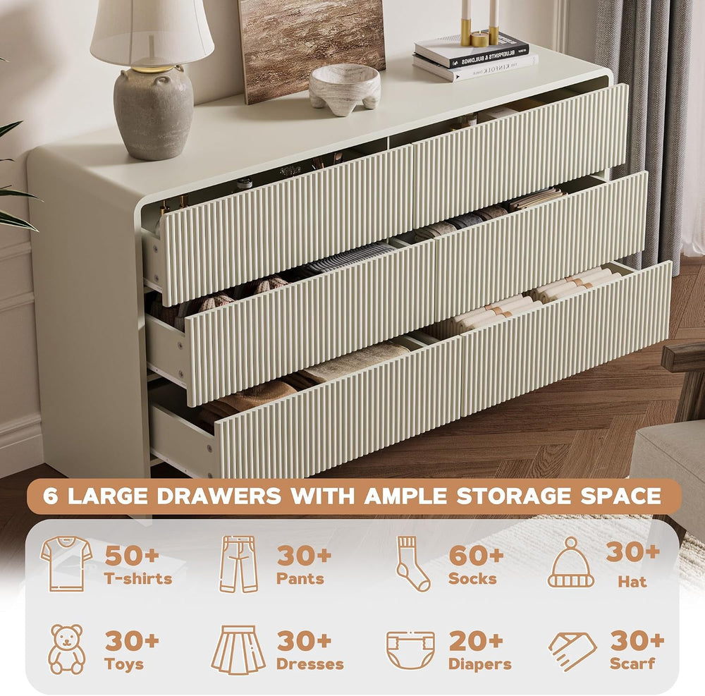 MAISONARIA 3-Piece Curved Dresser Bedroom Set, Beige