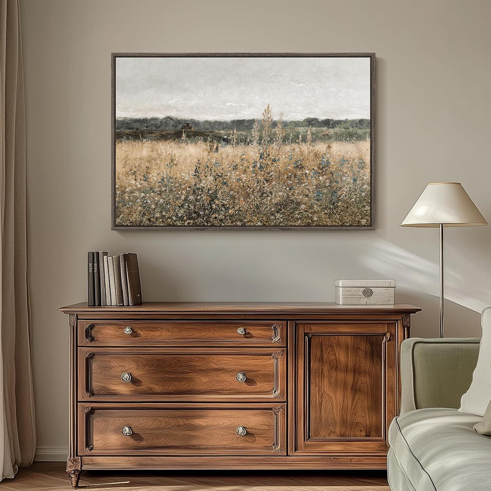 Framed Vintage Landscape Canvas Wall Art, 24x36 Inch