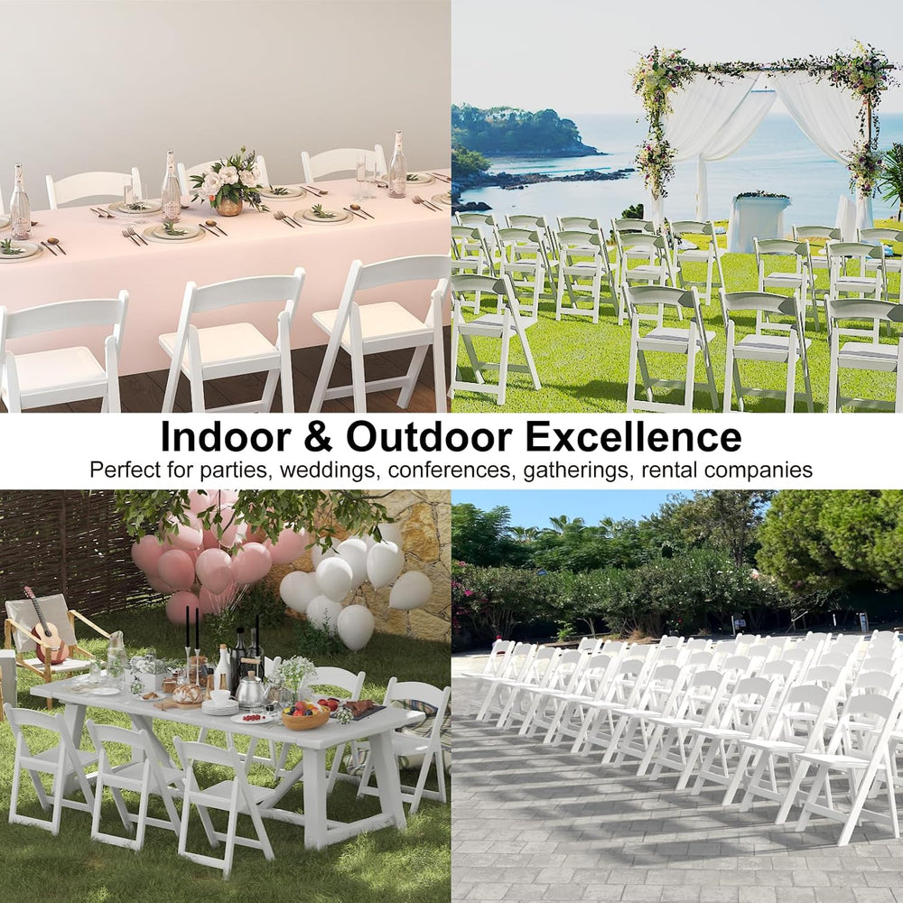 8 Pack Resin Folding Chairs with Cushion for Wedding, Party, School