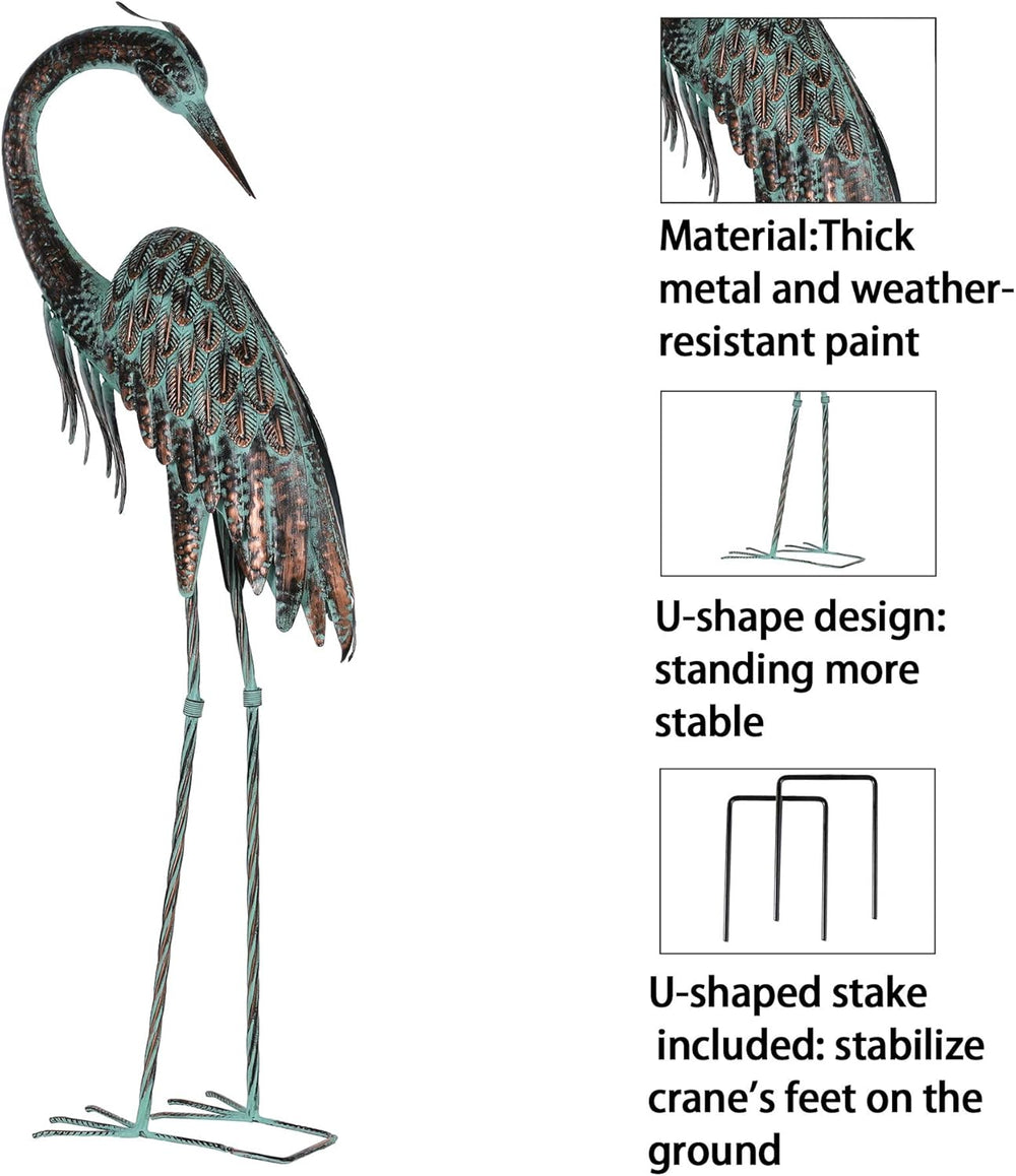 Kircust Garden Crane Statues Metal Heron Outdoor Statue 46 Inch
