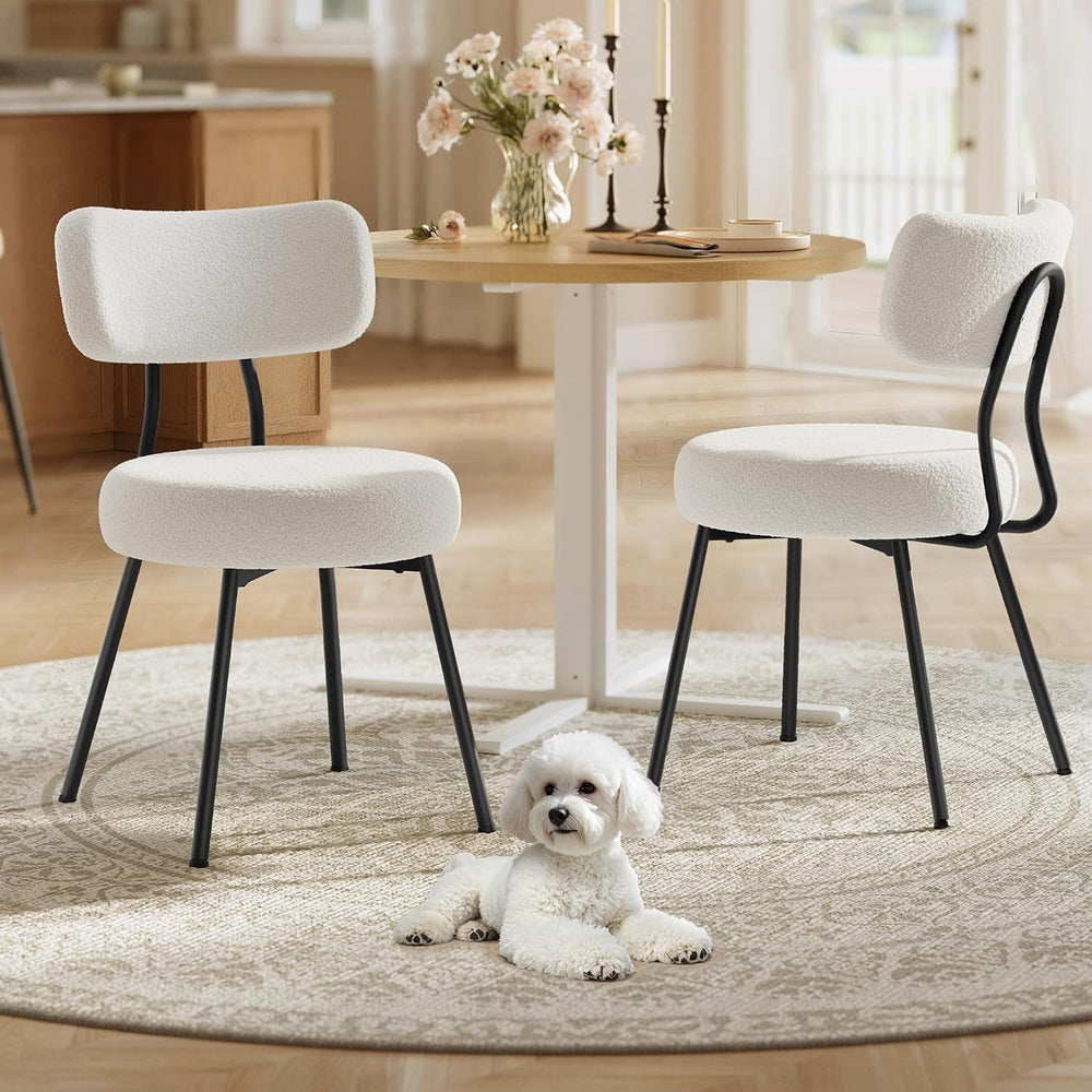 VASAGLE Boucle Dining Chairs Set of 2, Upholstered Kitchen Chairs