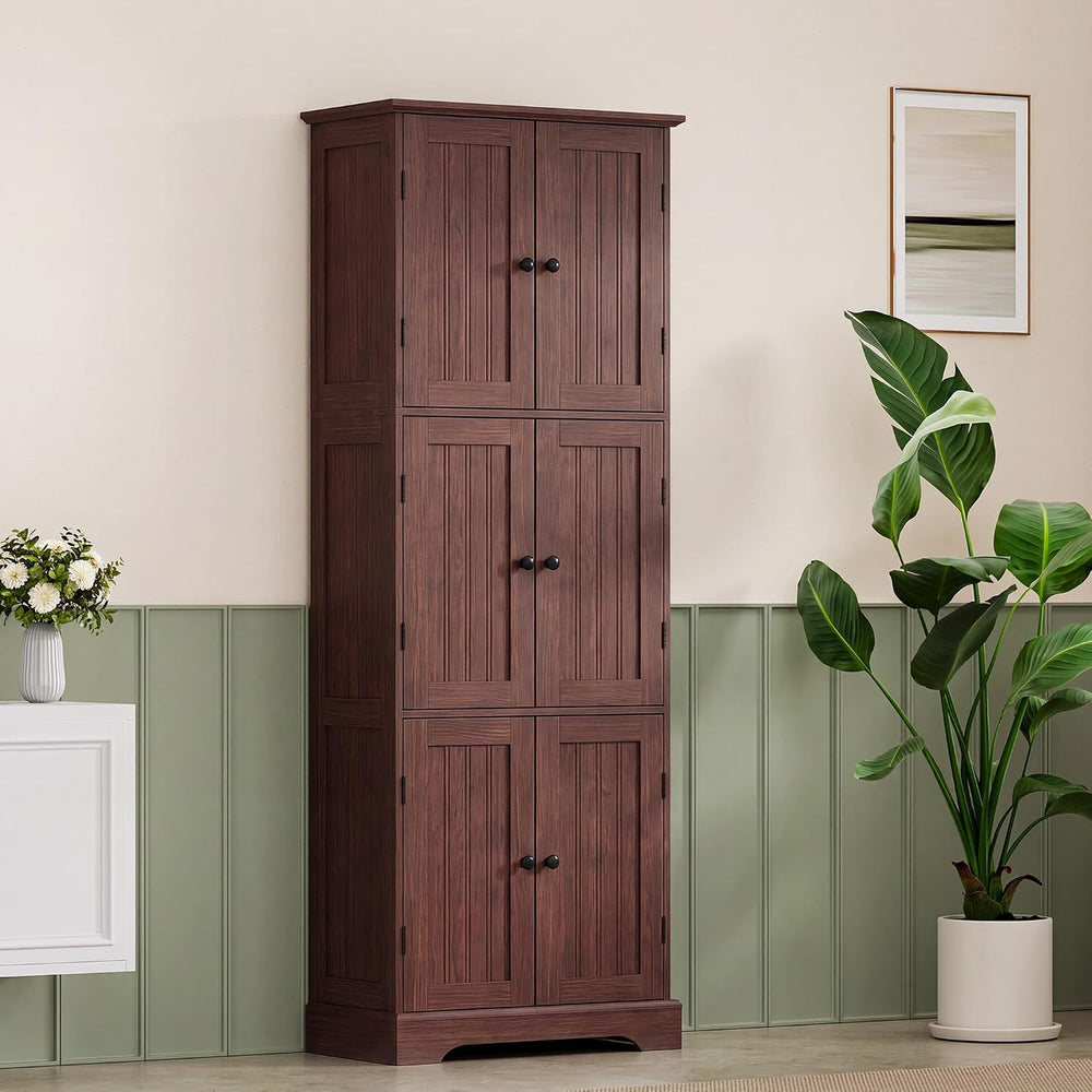 ChooChoo 63.2" Tall Bathroom Storage Cabinet with 6 Doors, Pantry Cabinet