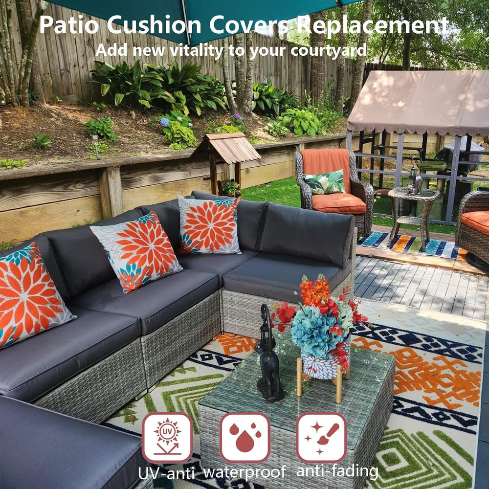 Oslimea Patio Cushion Covers Replacement 20x20x2 inch, Black, 4Pack