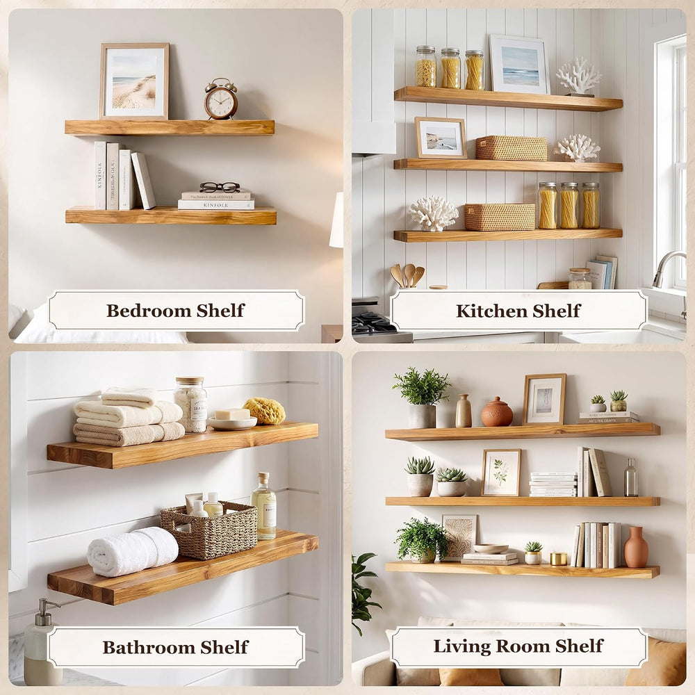 55Inch Floating Shelf, Solid Teak Wood Wall Shelf