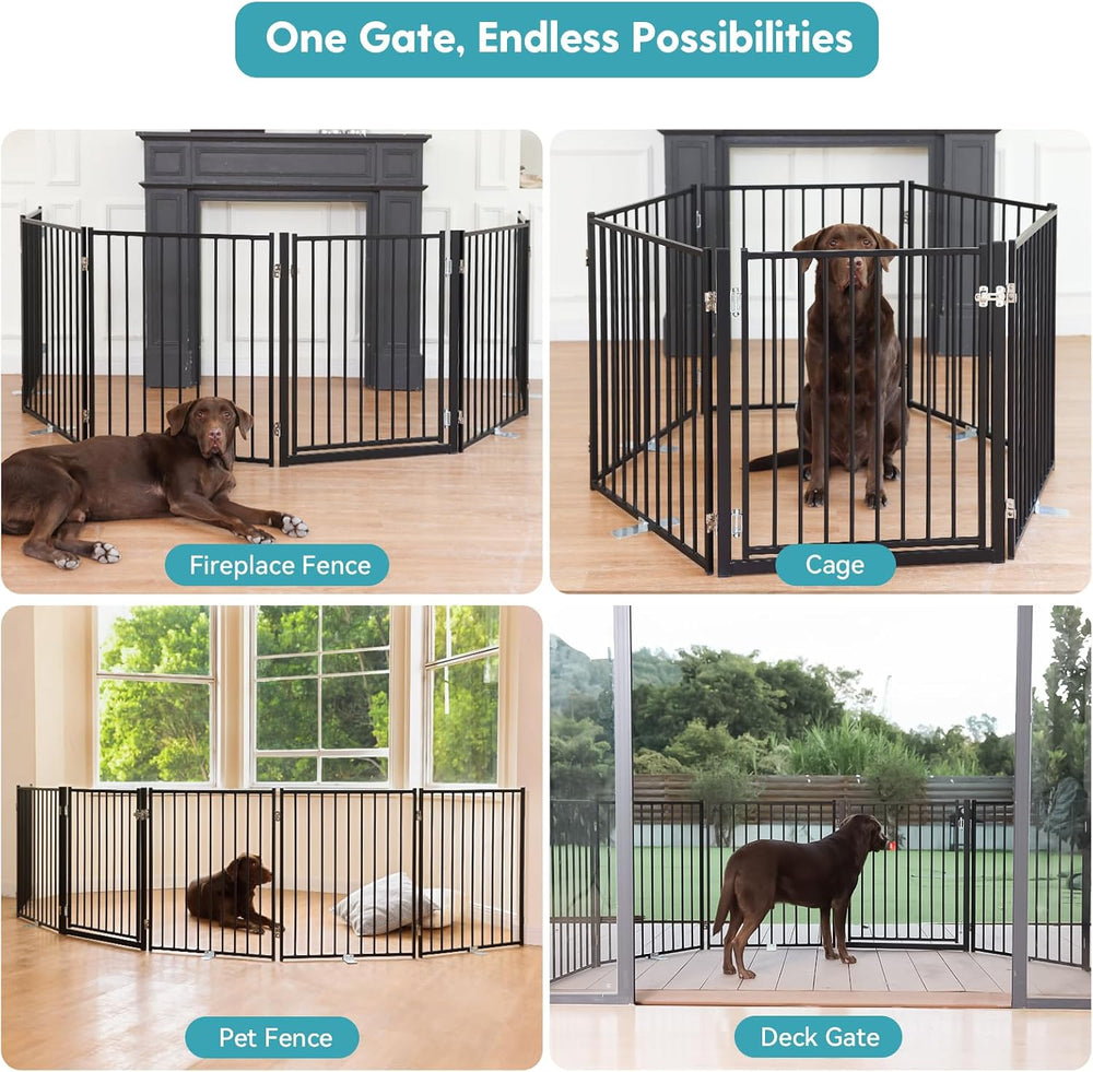 No Pawblems Freestanding Dog Gate with Door for Indoor & Outdoor, 30'...
