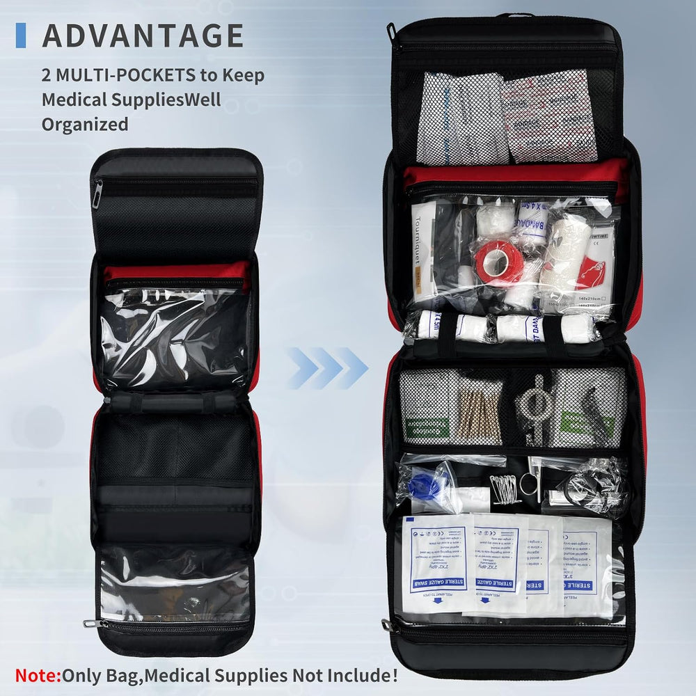 First Aid Bag Empty, Compact and Portable Medical Supplies Organizer with Mul...