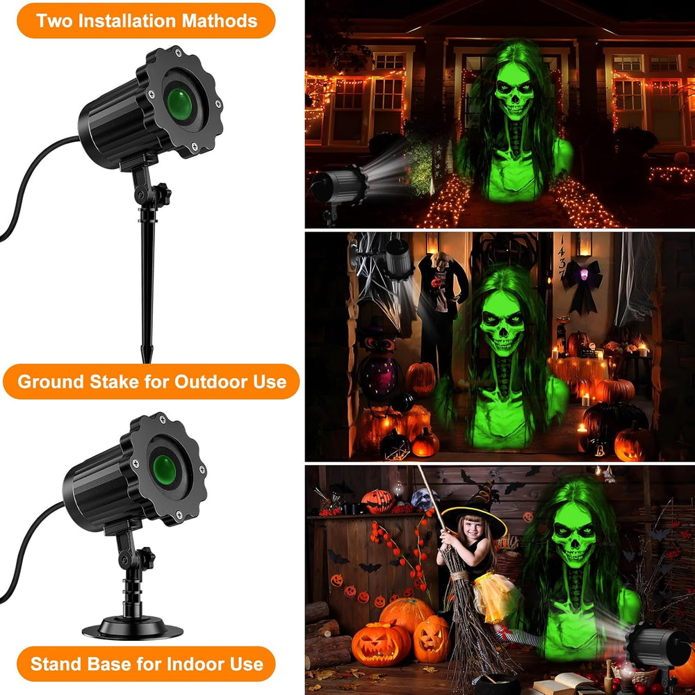 Halloween Projector Outdoor, 2026 Upgraded 3D Dynamic Skull HD Patterns,Clear...