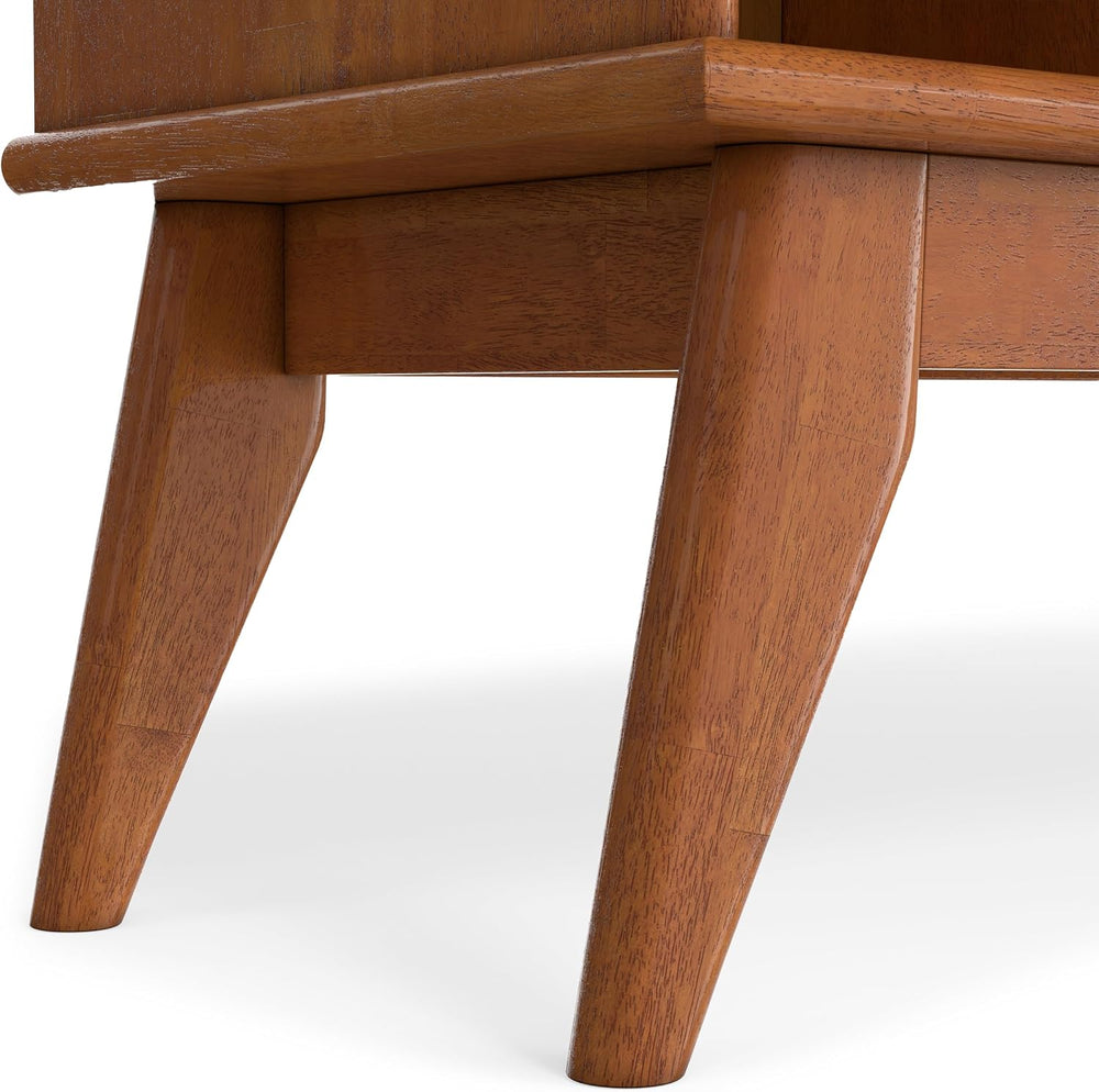 SIMPLIHOME Draper 57" Wide Solid Wood 8-Cube Console Table in Teak Brown