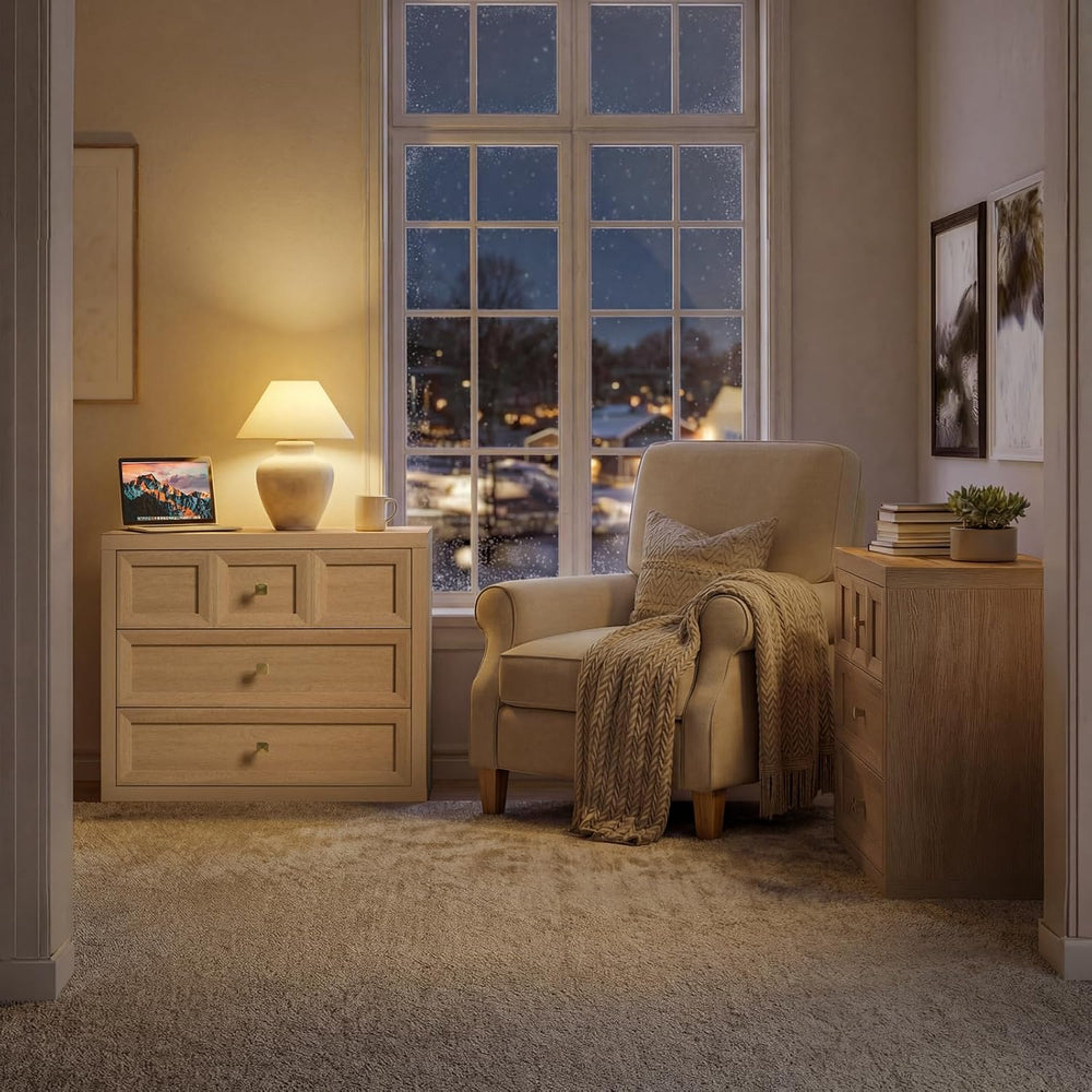 3 Drawers Nightstand Set of 2 W/Charging Station, 30.7" W King Size Beds...