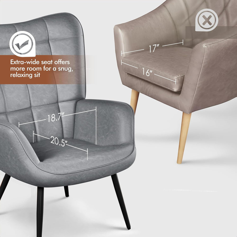Yaheetech Faux Leather Accent Chair for Living Room Gray