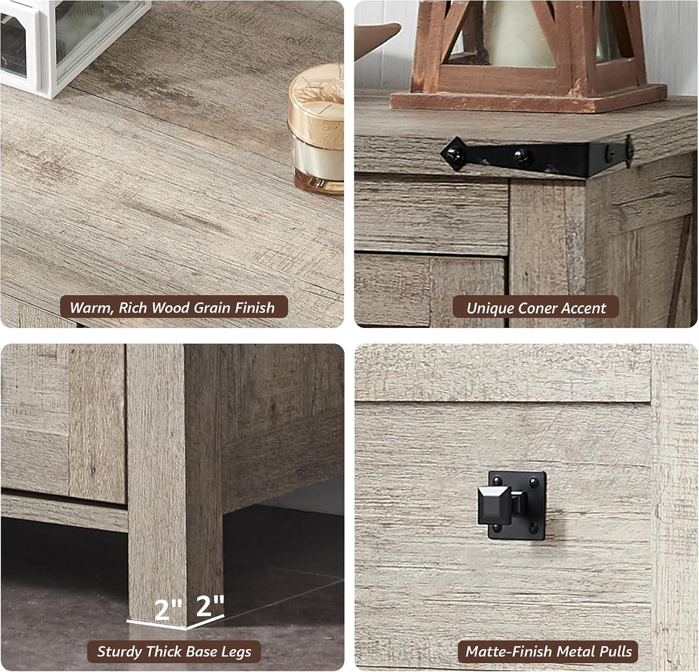 RedLemon Farmhouse 54" 6-Drawer Dresser for Bedroom, Light Rustic Oak