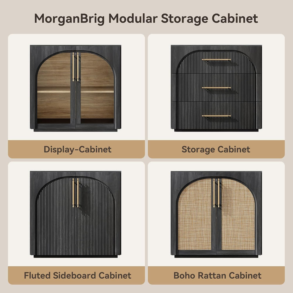 Sideboard Cabinet with Glass Doors, 94.5'' W Display Cabinet